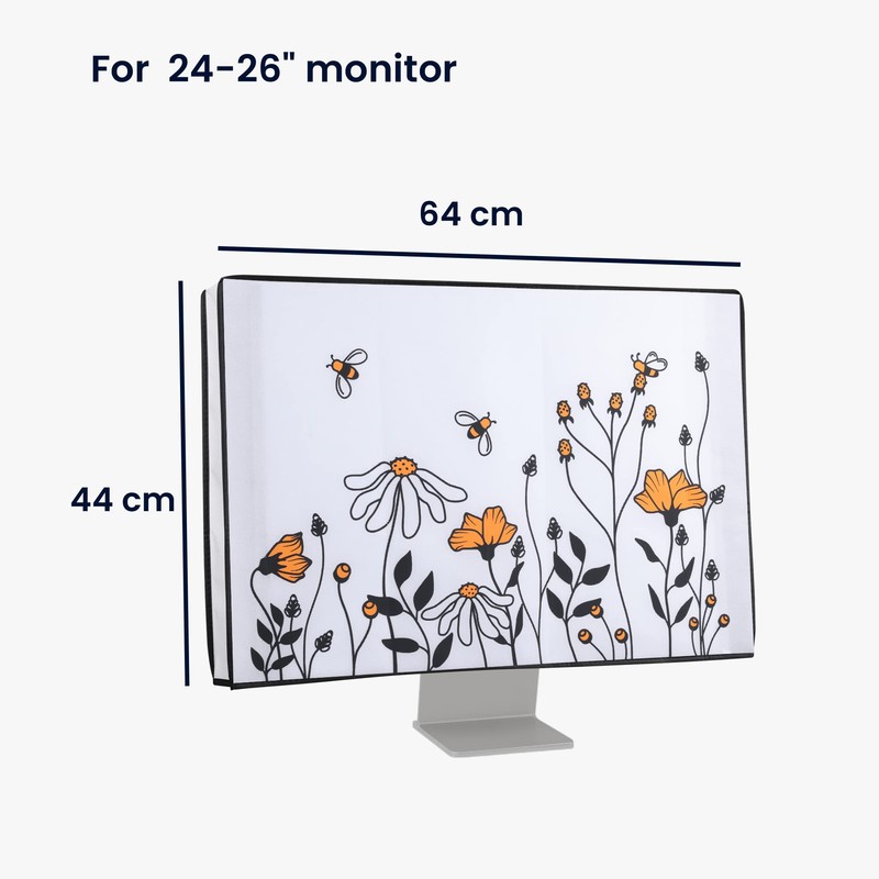 kwmobile Computer Monitor Cover Compatible with 24-26" monitor - Bees