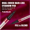 2-in-1 Liquid Brow Pen,1/2 Prong,Fine Tip,Brows,Liner,Beard,Hair(3#Dark Brown)