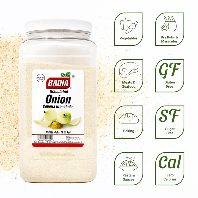 Badia Granulated Onion, 4 Pound – Cebolla Granulada, for Cooking,