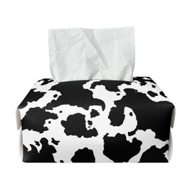 Gongbawa Cow Waterproof Tissue Box Cover Rectangle Tissue Box Holder Leather Tissue Holder Paper Organizer Dispenser for Bathroom Vanity Countertop