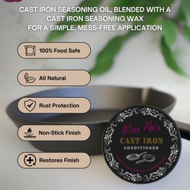 The Delighted Dragon Cast Iron Seasoning Oil, Miss Abi's Caste Iron Seasoning & Carbon Steel Seasoning Wax,100% Natural, Premium Quality