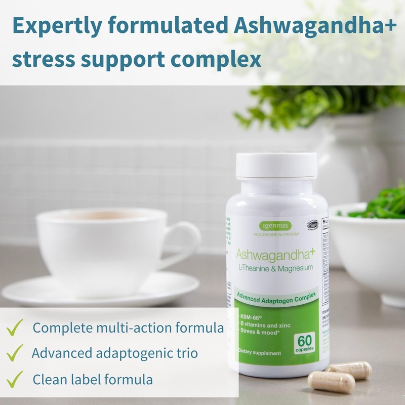 Igennus Advanced Ashwagandha KSM-66 Stress Support Complex 600mg with L-Theanine