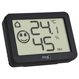 TFA Dostmann Mini Digital Thermo-Hygrometer, 30.5055.01, Indoor Temperature and Humidity, for Room Climate Monitoring, Black
