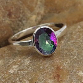 SILVERTROVE Mystischer Topas-Edelstein-Bandring, Sterlingsilber, Bandring für Männer und Frauen, Bandring in allen Größen, Schmuck CRG1078AG10_(56 (17.8))