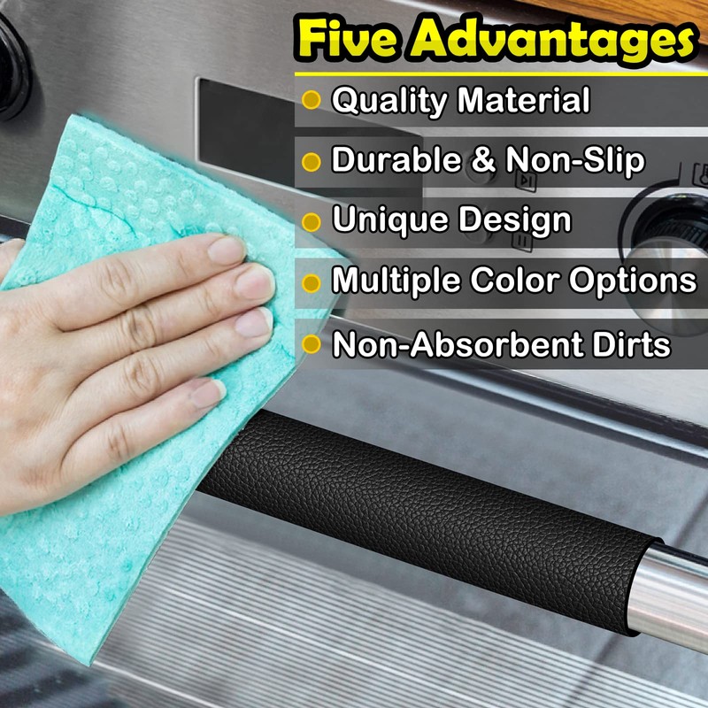 Royleath Refrigerator Door Handle Covers, 6PCS, Leather Kitchen Appliance Handle