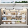 Fliqor Under Sink Organizer，2 Tier Expandable Heavy Duty Metal Shelf，with