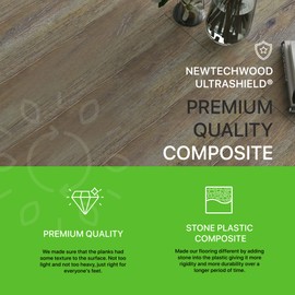 NewTechWood - EverLux Flooring, SPC Vinyl Plank Flooring, Home Decor Bedroom Interlocking Deck Planks, Planet-Conscious Room Flooring, Grizzly Bear Brown, 8.75 x 72 inches, Set of 4 - Sample