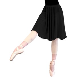 [Tacherlia] Ballet Skirt, Pull Up Elastic Waistband Rehearsal Skirt, Black