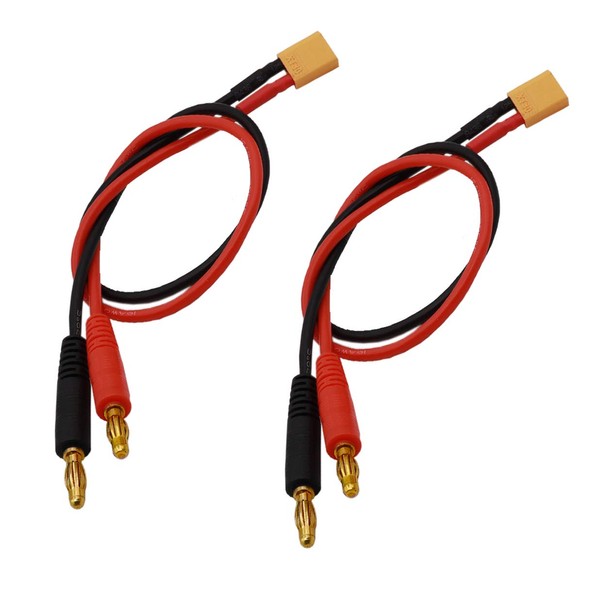 Treehobby 2PCS XT30 Plug to 4.0mm Banana Plug RC Battery Balance Charge Cable Adapter Connectors Compatible with RC Car Truck Boat Lipo Battery FPV Drone (16AWG 30cm)