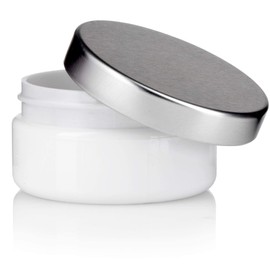 2 oz White Low Profile PET Plastic Jar with Silver Metal Lid (6 pack)