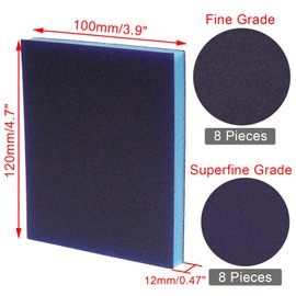 BokWin 16Pcs Sanding Sponge Grit Sanding Blocks, Washable and Reusable Sand Sponge Kit (Assortment Grade, 8Pcs 320-400 Grit, 8Pcs 800-1000 Girt)