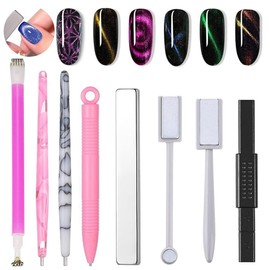 Umiup Nail Art Werkzeug Magnetstift, 8 Stück Nagel Magnet Stick Set Verwendung mit Cat Eye Gel Pulver oder Nagellack für DIY 3D Magnetisches Katzenauge UV Gel Polnisch Nagel Kunst (Pink)