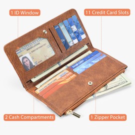 Airkit Cow Print Wallets for Women Bifold Credit Card Holder, Rfid Blocking, ID Window, Western Slim Wallet with Zipper Coin Pocket for Ladies, Cow Brown