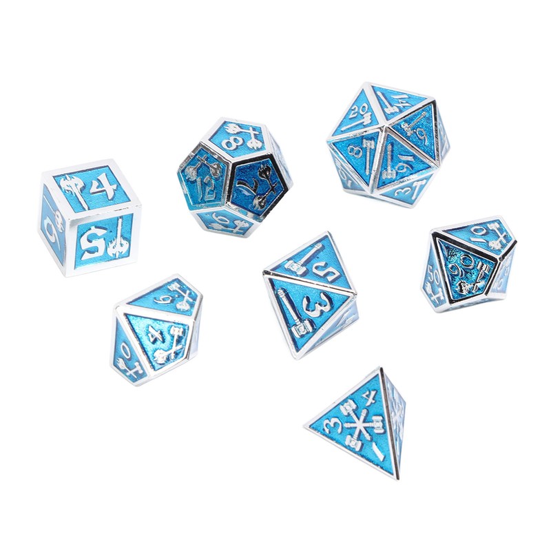 7pcs Polyhedral Dice Set Clear Number Metal Glossy Odorless Table