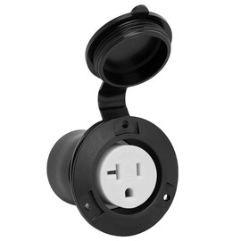 Nema 5-20R Flanged Outlet with Waterproof Cover, 5-20R 20A 125V Household Power Outlet, Compatible with Nema 5-15R,Black color