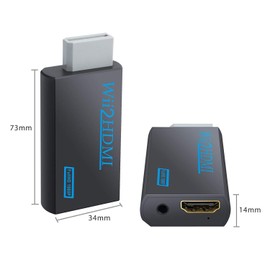 Wii to HDMI Adapter Converter, Wii to HDMI Adapter Converter, Convert Wii to 1080p with HDMI Connection, Output 3.5mm Audio (WIIHDMI Body (Black) + 1.5M High Speed HDMI Cable)