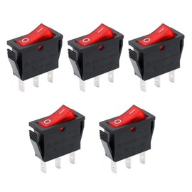 Baomain Snap-in Rocker Switch ON-Off SPST 250V 16A 125V 16A 3 Terminal Red Light UL TüV Certified Pack of 5