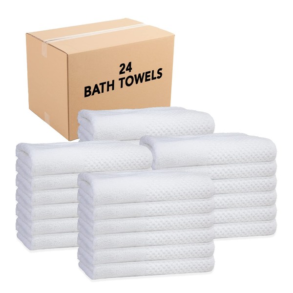 Arkwright Eclipse White Irregular Bath Towels - Bulk Case of