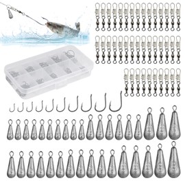 125 Pieces Fishing Accessories Set Fishing Hooks Fishing Lead Swivel Fishing Dropshot Hooks Lead Fishing Swivels Dropshot Lead Lead Fishing Pear Lead Fishing Accessories Swivel 5/10/15/20/30/40/50/60g