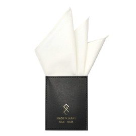 Grancreer (Made in Japan) Slide-in Pocket Handkerchief (Choose 3 Peaks or Puff) Fujiyama Weave, 100% Silk, Men's, for Weddings, Formal, with Card, Integrated