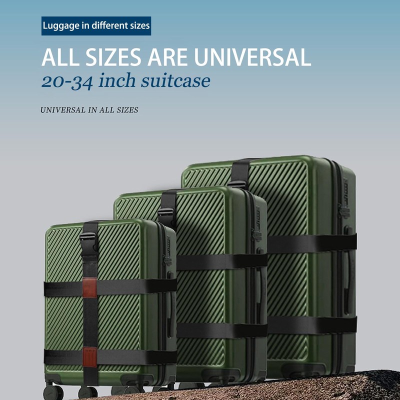 Veki Cross Luggage Straps Suitcase Strap TSA Approved (Black, Pack