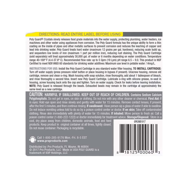 Pro Products GP63N Poly Guard Corrosion Control and Sequestrant Crystal