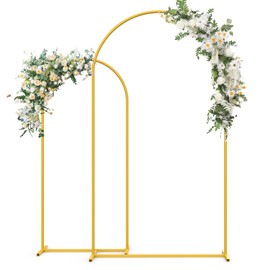 ToiULik Metal Arch Backdrop Stand 7.2FT,6FT Set of 2 Sturdy Gold Wedding Arch Stand Arched Backdrop Frame for Wedding Birthday Party Baby Shower Graduation Ceremony Decoration