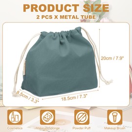 uxcell 2 Pcs Drawstring Makeup Bag, 7.3" Canvas Cosmetic Bag Women's Make Up Bags Toiletry Organizer Pouch for Travel Toiletries Accessories, Dark Gray