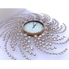Large Wall Clock Handmade Crystals Decorative Gold Metal Framed