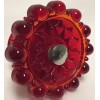 Mosser Drawer Pull Knob - Red Glass - Stainless Steel