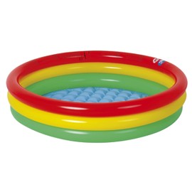 JILONG JL-687881 GR/YL/RD Colorful 3-Ring Pool, 39.4 x 39.4 x 8.7 inches (100 x 100 x 22 cm), Inflatable Size, Bottom Air Cushion, Small