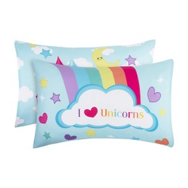 Everyday Kids 2-Pack Standard Size Pillowcases fit Pillows 20 x 26” -100% Soft Breathable Microfiber - Perfect for Toddler Little Girl Twin/Full Size Bed - Unicorn