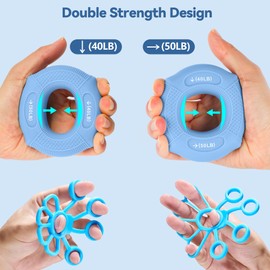 Gimars Grip Strength Trainer Set of 6 Hand Trainer Finger Trainer 20-50 lb Hand Grip Stress Relief 2-6 kg Hand Strength Trainer Grip Strength Hand Finger Training Kit for Muscle Relief