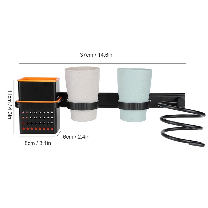 Multifunctional Space Aluminum Bathroom Storage Rack Hair Dryer Toothbrush Holder