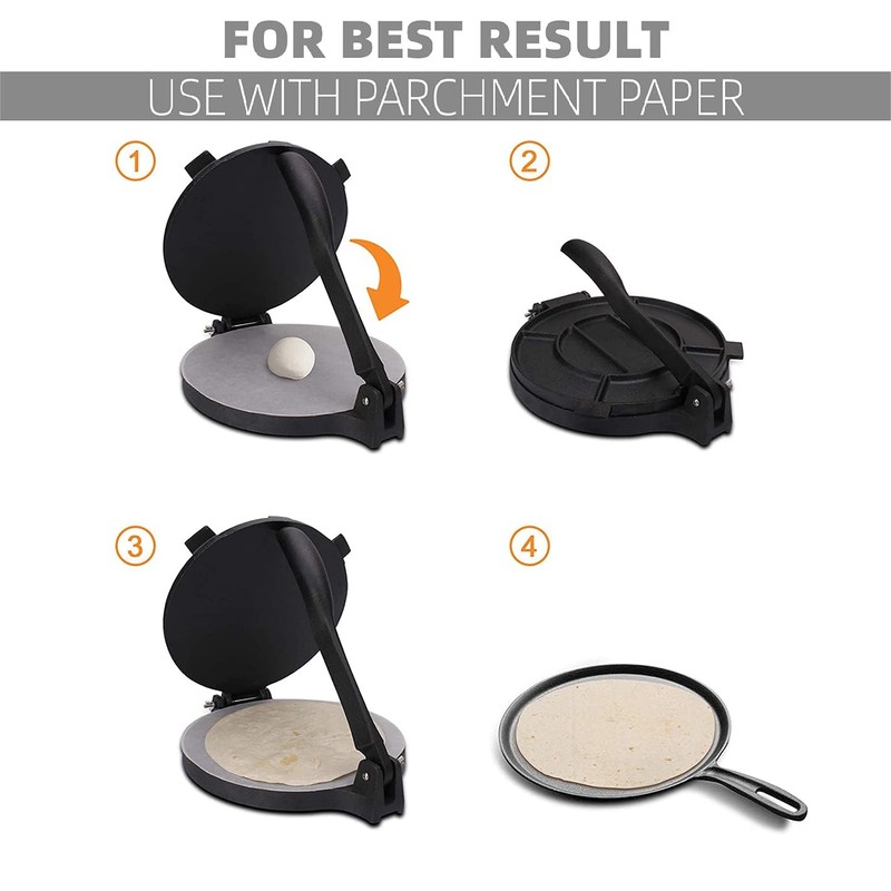 Cast Iron Tortilla Press, Heavy Duty Tortilla Pataconera, 10" Flour