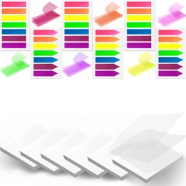 iKyce 1140 Pieces Transparent Sticky Notes Pads Set， Clear Self-Adhesive Arrow Annotation Tabs, Translucent Color Memo Message Reminder Flags, See Through Office & School Supplies