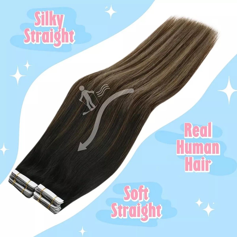 sunny hair Extensiones Cabello Real 14in Ombre Balayage Roots Negr