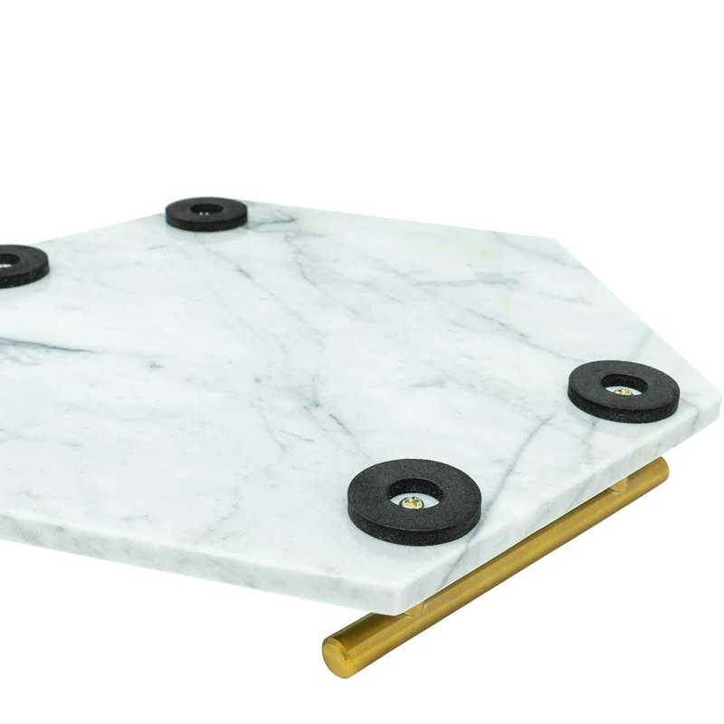 White Marble Tray with Gold Handles - Real Marble Perfume