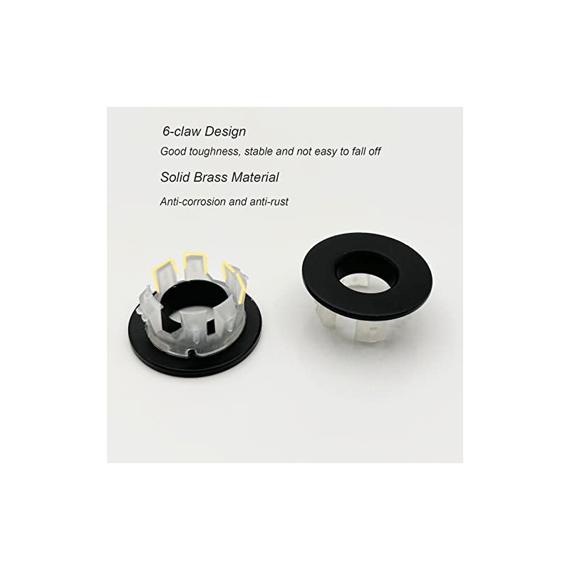 2 Pack Sink Overflow Ring Matte Black Bathroom Vanity Sink