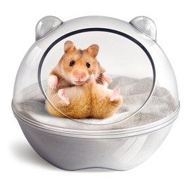TieLishor Hamster Bathtub,Hamster Bathroom,Sand Bath Container,Hamster Toilet and Sandbox Dust Bathtub,Hamster Bed,Sand Bath Box for Hamster Cage Accessories (S 4.4x4.4x3.5 inch)