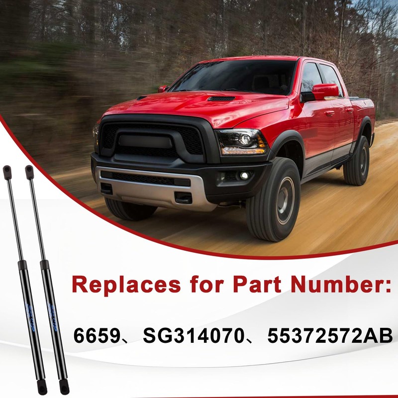 EKALA 6659 Front Hood Struts for 2009-2010 Dodge Ram 1500/2500/3500,