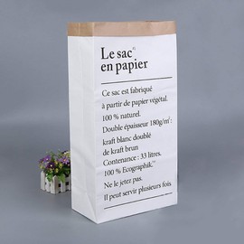 X-Labor Paper Bag Kraft Paper Bag Bin Paper Bag Children's Room Toy Storage Box White Brown (Motif AA)