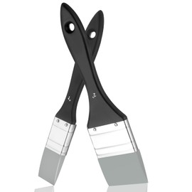 2 Pieces Silicone Paint Brush, Flexible Color Shapers Water Based Painting Tool Flat Shaped Silicone Brush Rubber Paint Brush for Move and Remove Acrylic Paints Gouache Oil (1 Inch, 2 Inch)