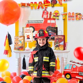 Firetruck Gift Bags, Fire Truck Party Favor Bags Set - Firetruck Birthday Gift Bags for Fire Truck Birthday Decorations/Firefighter Party Decorations