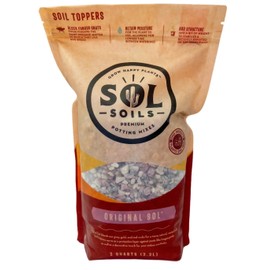 Sol Soils Original Sol Soil Topper – Decorative Rocks for Potted Plants, Succulents, Cactus, & More – Blend of Grey, Gold, & Red Rocks - Top Dressing for Water Retention & Pest Protection – 2 Quarts