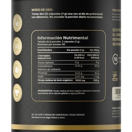 Hongo Melena de León | 100% Orgánico 1000 mg por porción. Adaptógeno Natural. 180 Cápsulas. Organic Lions Mane B Life
