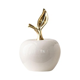 Fenteer Ceramic Apples Figurine,Apples Statue Gifts Tabletop Ornament Fruit Sculpture for Home Entryway Living Room Office Decoration, White, Small