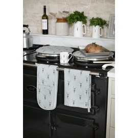 Sophie Allport - Highland Stag Tea Towel, 100% Cotton, 45cm x 65cm, Home Kitchen Towel with Hanging Loop