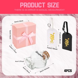 Wedding Gifts for Bride and Groom, Wedding Gifts, 4 Pcs His and Hers Gifts Include Pink Keepsake Box, Boarding Passes, and Message in a Bottle, Bridal Shower Souvenirs,and Romantic Travel Accessories