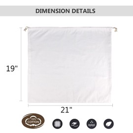 HAMBOLY 100% Cotton Bags 5 Pack Dust Cover Storage Pouch with Drawstring Closure for Packaging Handbags Purses Pocketbooks Shoes Boots, White (21 x 19 in)